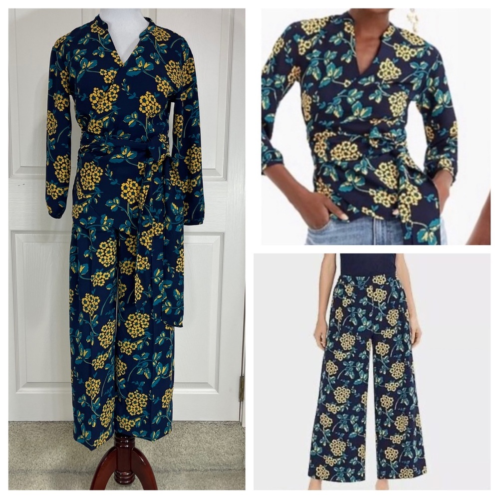 J. Crew Drapey Crepe Wrap Top and matching pants